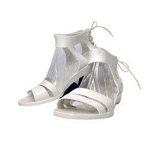 See By Chloe Amy Women's White Rubber Lace-Up Jelly Sandals Sz 7